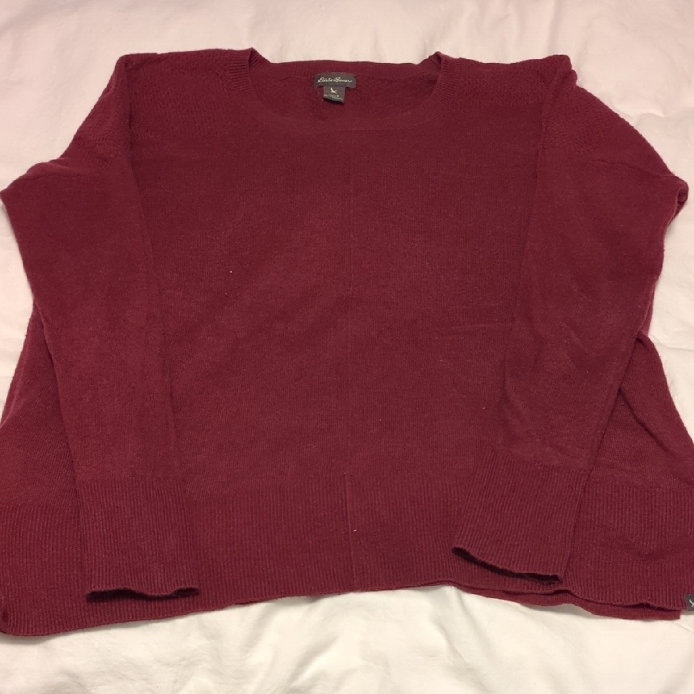 Eddie Bauer Women's Burgundy Crew Neck Sweater